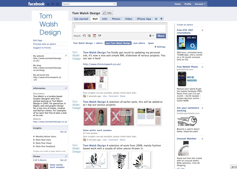 Tom Walsh Design - Facebook page