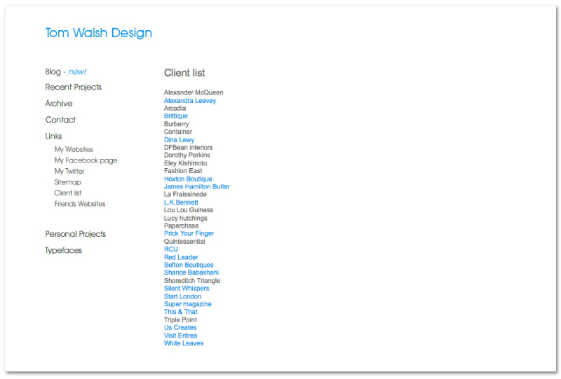 Tom Walsh Design - Client List